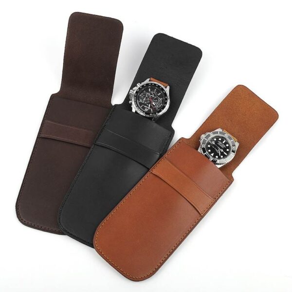 Indian Genuine Leather Watch Roll Case Personalized for Travel